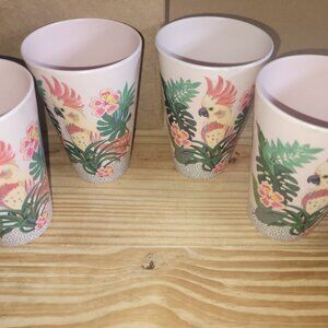 Aura Studio Tropical Cockatoo Bamboo Cup Drinkware Set of 4 * Pink Drinkware